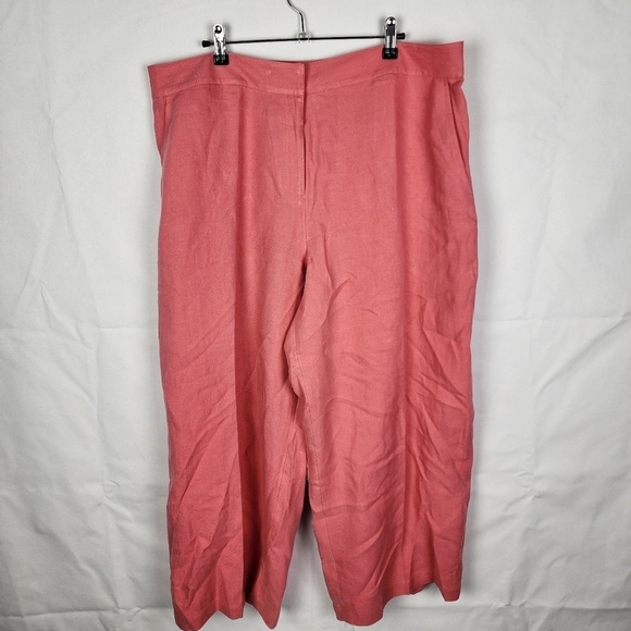 Eileen Fisher 100% Linen Wide Leg Pink Pants SIZE EXTRA LARGE - Picture 1 of 6